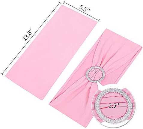 Peomeise 50pcs Pink Spandex Chair Sashes with Buckle Slider for Wedding, Party Decoration - Image 4