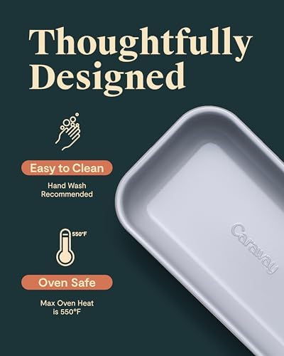 Caraway Non-Stick Ceramic-Coated 1 lb Loaf Pan | Naturally Slick Ceramic Coating, Non-Toxic, PTFE and PFOA Free, Perfect for Pound Cakes, Breads, and More, White - Image 3