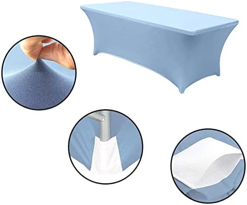 MDS® Pack of 20 Spandex Tablecloth 6FT Tight Fitted Stretch Table Cover – Washable Wrinkle-Free Reusable Elastic Patio Tablecloth for Wedding, Party, Banquet, Trade Show, Event Décor - Baby Blue - Image 4