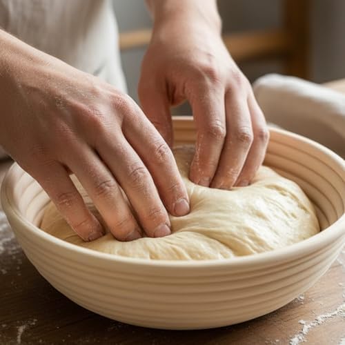8" Round Banneton Proofing Basket – Premium Artisan Rattan Bread Proofing Basket for Sourdough, Boules, Artisan Bread Baking, Brotform Dough Rising by The Lucky Clover Trading - Image 4