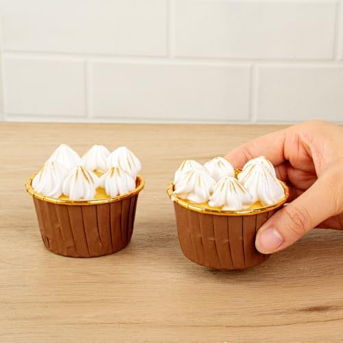 Panificio 3.5 Ounce Baking Cups, 500 Greaseproof Foil Cups - Lids Sold Separately, Oven-Ready, Brown Foil Paper Muffin Liners, Microwavable, Disposable - Restaurantware - Image 5