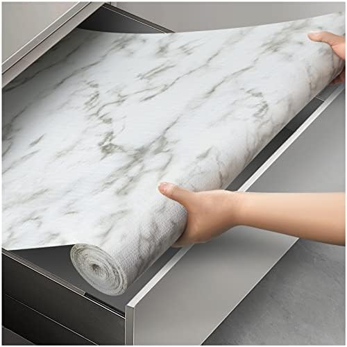Viseeko Shelf and Drawer Liner for Kitchen Cabinet, Marble, 12in x 20ft by Viseeko