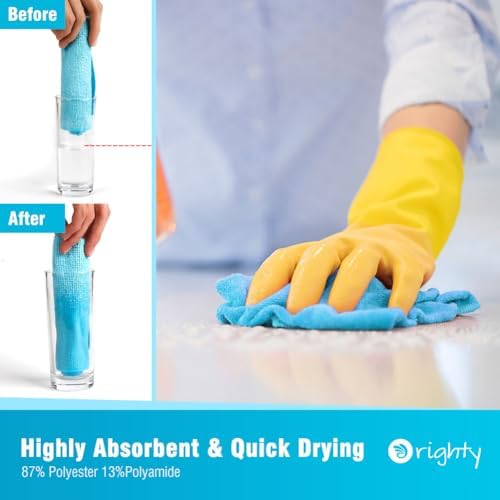 Orighty Microfiber Cleaning Cloth - 24 Pack, Blue Cleaning Rags 12x11 inch - Image 3
