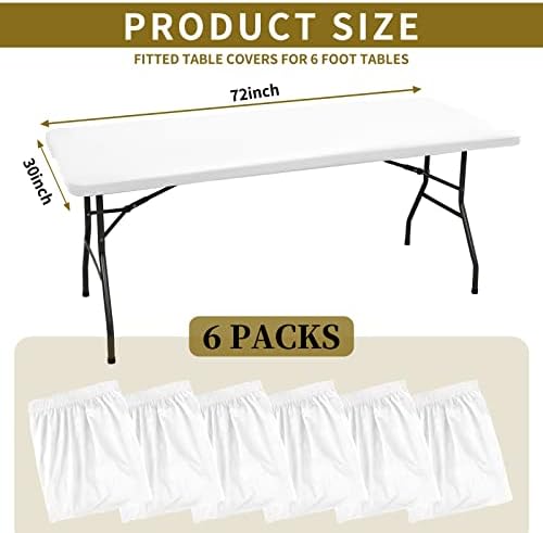 6 Pack Stretch Table Top Cap Cover, White, 30" x 72" - Image 2
