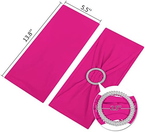 Peomeise 100pcs Fuchsia Spandex Chair Sashes with Buckle Slider for Wedding, Party Decoration - Image 4