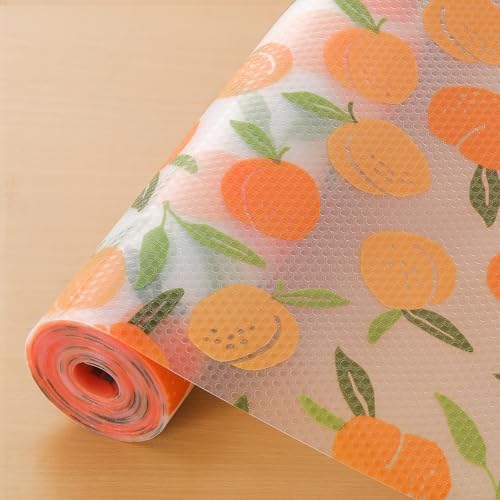 Cooyes Shelf Liner, Non-Adhesive Waterproof Drawer Liner, Durable Easy-to-Cut EVA Shelf Paper for Kitchen Cabinets, Refrigerator, Cupboard, and Dresser (17.5 Inch W x 126 Inch L, Peaches) by Cooyes