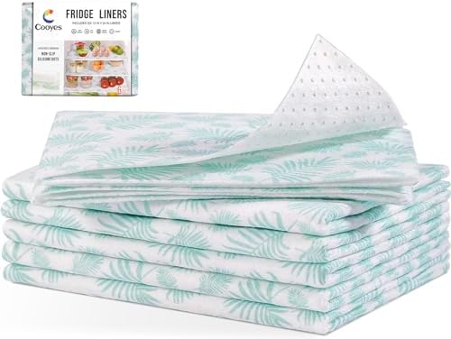Cooyes Absorbent Refrigerator Liners, Non Slip Shelf Liner for Drawers & Kitchen Cabinets, Cloth Material Keep Produce Fresh Longer, Machine Washable, 17.7" * 24", 6 Pack by Cooyes