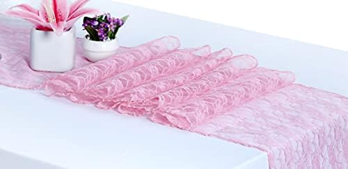 MDS Pack of 5 Wedding 12 x 108 inches Lace Table Runner for Wedding, Decorations for Birthday Parties, Banquets, Graduations, Engagements, and Runners fit Rectangle, Round Table- Blush Pink - Image 2