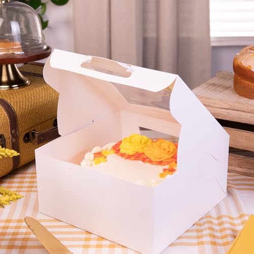 SCT white window bakery boxes with tuck-in lid, 10 x 10 x 5, white, paper, 150/carton - Image 5