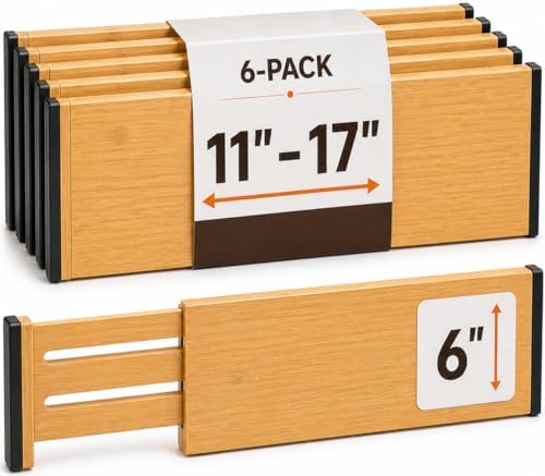 6-Pack Drawer Dividers 6-Inch High Dresser Drawer Organizer 11.5 to 17 Inch by Bamb%C3%BCsi