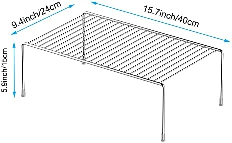 iPEGTOP Set of 6 Large (15.7 x 9.4 Inch) Kitchen Cabinet Organizer Shelf, Wire Freezer Storage Shelves Rack, Rustproof Steel Metal Shelf Riser for Dish Plates Pantry Cupboard Organization, Chrome - Image 3