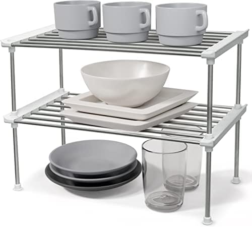 carrotez Set of 2 Stackable Cabinet Organizer Shelf 15.7 x 7.8 x 6.1 White by Carrotez