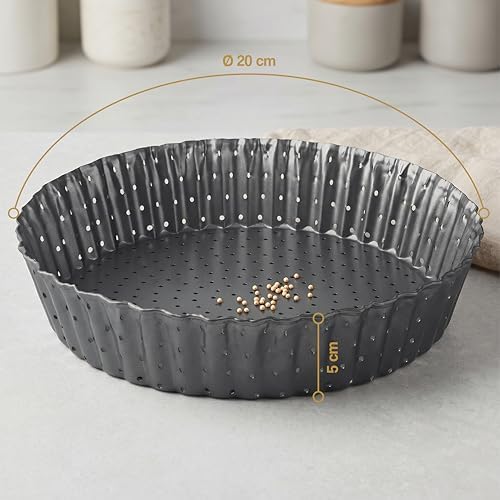 Deep Dish Quiche Lorraine Pie Pan - 7.87 inch Tart Pans with Removable Bottoms - Apple Pie Pan - 7.87 inch Tarte Tatin Pan - Deep Dish Pie Crust - Quiche Baking Dish - Image 2