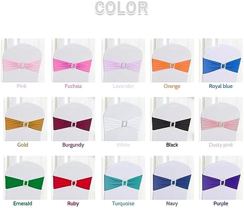 Joccun 60 PCS Spandex Chair Sashes Bows Stretch Chair Cover Band with Buckle Slider Universal Elastic Chair Ties for Wedding Banquet Party Event Decoration (Dusty Pink) - Image 5