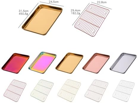 Meisha Baking Sheet with Wire Rack Set [2 Pans + 2 Tier Racks], Stainless Steel Rose Gold Cookie Sheet Baking Trays & Cooling Rack for Cooking - Image 4