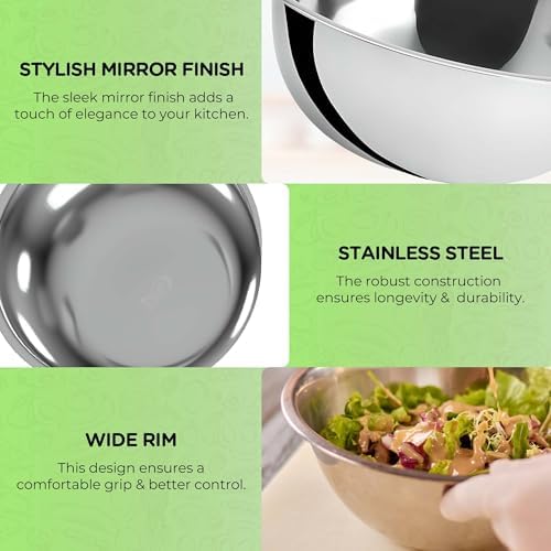 OCS Parts 2-Pack 5 Quart Mixing Bowls | 11.25-Inch Stainless Steel - Image 5