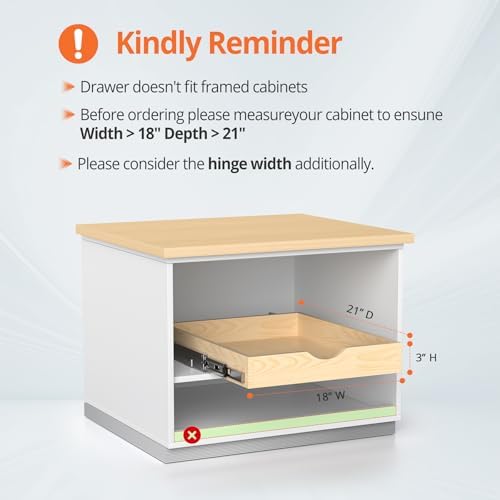 ZOINLIY Wooden Pull Out Cabinet Organizer, 21'' Deep Slide Out Drawer - Image 7
