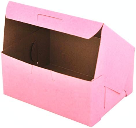SCT 0803 Pink Paperboard Non-Window Lock-Corner Bakery Box, 6" Length x 4-1/2" Width x 2-3/4" Height (Case of 250) - Image 2