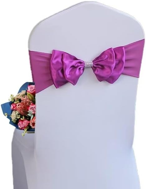 50 PCS Spandex Chair Sash Bow Tied,Elastic Sashes Chair Bands for Wedding Party Reception Events Celebration Banquets Hotel Event Decorations Chairs Decoration(Purple Red) by DDCBNS