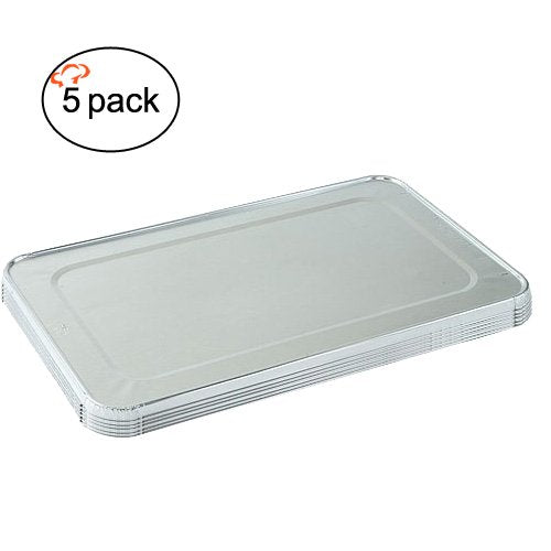 Tiger Chef 5-Pack Durable Aluminum Foil Steam Table Pans Full Size Lids, Disposable 21 x 13 inches - Image 3