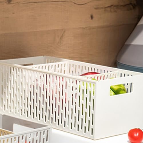 Tyenaza Plastic Storage Basket Divider 3 Compartments Space Saving Food Storage Bins for Fruit, Vegetables, Snacks (12 x 15 x 32 cm) - Image 2