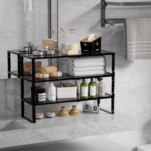 Expandable Spice Rack & Kitchen Cabinet Organizer - Stackable, Adjustable Shelves for Cabinets, Countertops, Cupboards & Pantries(1 Pack/Medium/Black) - Image 5