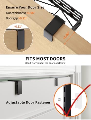 6-Tier Over Door Pantry Organizer, 60.4" H Heavy Duty Metal Hanging Storage Rack for Laundry Bathroom, Black - Image 4