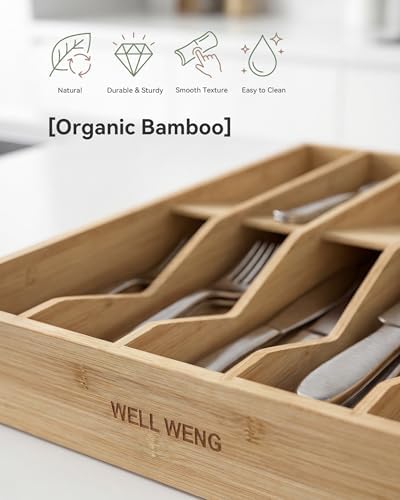 Utensil Drawer Organizer for Silverware,Bamboo 10 Slot - Image 5