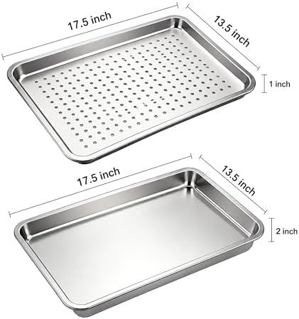 17.5" Half Sheet Baking Pan & Crisping Tray, 18/8 Stainless Steel - Image 2