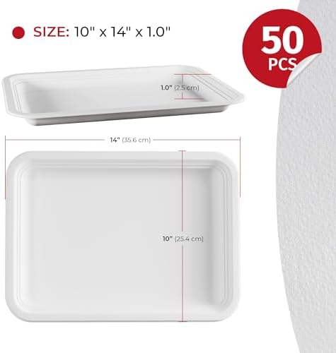 SPARGOS 14 Inch Disposable Food Trays, 50 Pack Crawfish Boil | 50 heavy duty 14-inch paper trays, compostable. For crawfish and seafood boil, lobster, crab, BBQ and holiday feasts. - Image 2