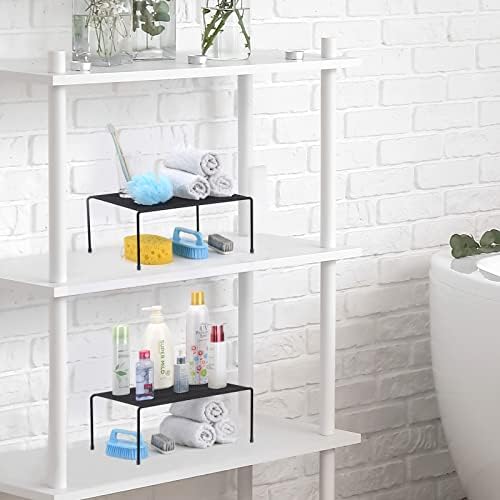 Set of 2 Mesh Kitchen Shelves Cabinet Storage Shelf Rack (13.1 x 10.2 Inch) ，Kitchen Bathroom Pantry Cupboard Desk Home Office, Fridge, Cabinet, Bathroom Cupboard, Non-slip Plastic Feet (2, Black) - Image 2