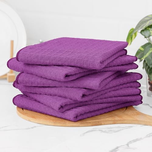 Homaxy Microfiber Kitchen Towels and Dishcloths Sets, 12 Pack, Purple - Image 6