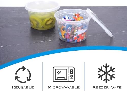 EDI [16 OZ, 25 Sets] Plastic Deli Food Storage Containers with Airtight Lids | Microwave-, Freezer-, Dishwasher-Safe | BPA Free | Heavy-Duty | Meal Prep | Leakproof | Recyclable - Image 3