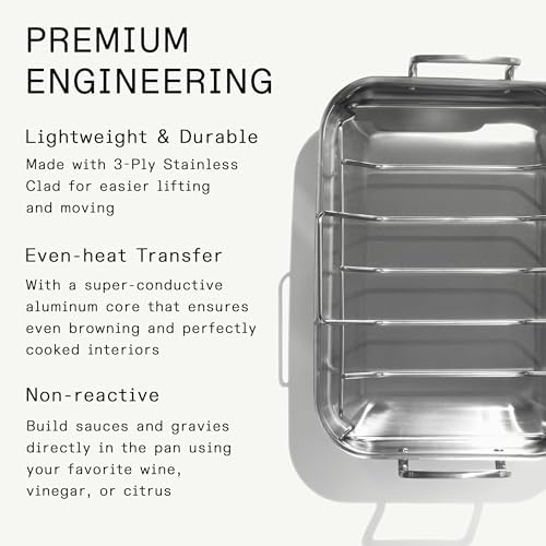 Made In Cookware - Stainless Clad Roasting Pan - 3-Ply Stainless Clad - Professional Cookware - Crafted in Thailand - Image 2