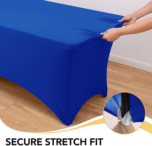 8-Pack Royal Blue Spandex Tablecloths for 6ft Rectangle Tables - Image 3