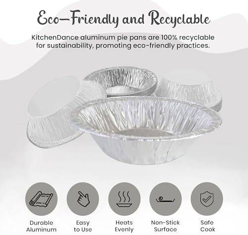 Safca KitchenDance Disposable Colored Aluminum Individual Pie Pan - 5 Inches Round Tart Pan for Pies, Tarts, Casseroles - Aluminum Foil Baking Pan Perfect for Baking, Preparing Food, #501, 500 count - Image 3