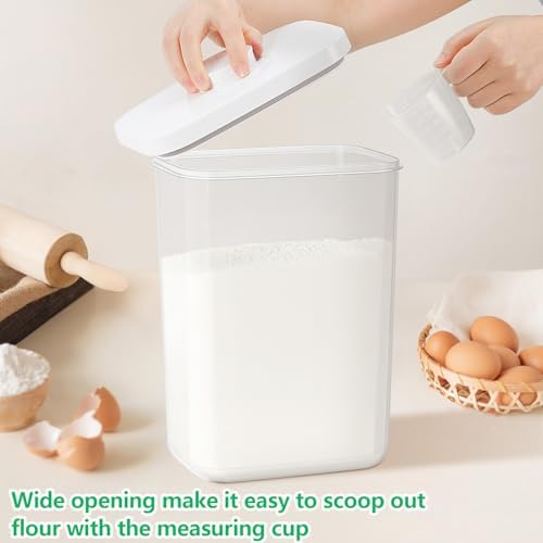 6 Qt Flour Sugar Storage Containers with Pop-up Lid Airtight 11 Lb Rice Bin | Crystal-Clear Plastic Dry Food Containers Tall and Slim BPA Free Pet Food Holder for Kitchen Pantry Organization - Image 3