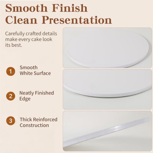 18 Inch White Cake Drum, 1/2" Thick Double Wall Corrugated Round Cake Board, Heavy Duty Greaseproof Cake Base Stand for Tiered Wedding Cakes - Image 4