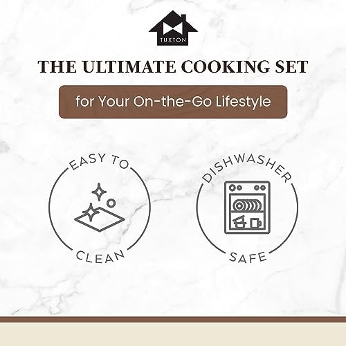 Non Stick Frying Pans - Tuxton Home Concentrix 2-Piece Stainless Steel Pan Set - Stove & Oven Compatible 8-inch & 11-inch Ceramic Frying Pan with Riveted Handles - Cayenne Red Nonstick Pan Set - Image 6