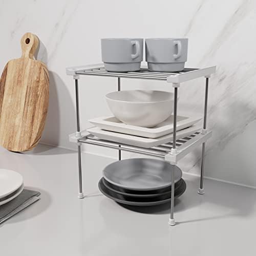 carrotez Set of 2 Stackable Cabinet Organizer Shelf 9.8 x 7.8 x 6.1 White - Image 2