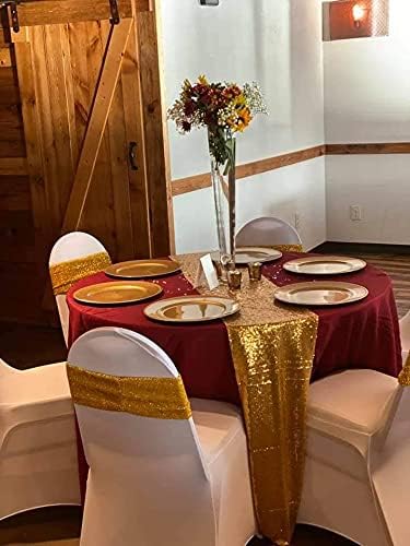 JYFLZQ Gold Table Runner 12"x108" Sequin Glitter Sparkly Runners Wedding Birthday Party Supplies - Image 5