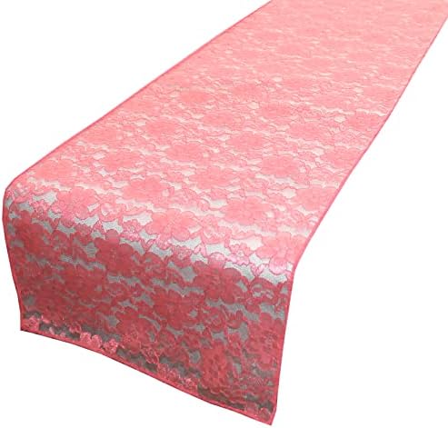 Zen Creative Designs 10 Pack Floral Lace Table Runner Sheer Lace Event Party Wedding Table Decor (12" by 60", Coral) by ZenCreativeDesigns