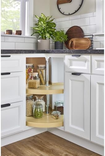 Rev-A-Shelf 2 Tier Pie-Cut Lazy Susan for Corner Base Cabinets, Plastic, 24" Double Shelf Swivel Kitchen Spice/Can Organizer, Almond, 6942-24-15-52 - Image 2
