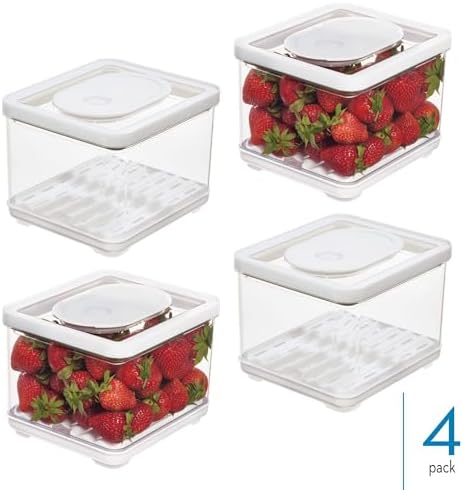 iDesign Fridge Produce Bin with Removable Drainage Tray and Lid - Set of 4 - Clear - Image 2
