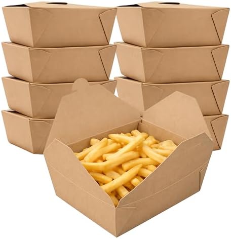 FC Meyer MeyerPak #8 Take Out Cartons, To Go Food Containers, Take Out Boxes Made from Recycled Materials,6″ x 4 3⁄4” x 2 1⁄2“, Kraft Pack of 300 by FCMeyerPackagingLLC