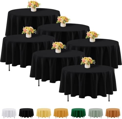 Fitable 6 Pack Black Round Tablecloths - 70 Inches in Diameter by Fitable