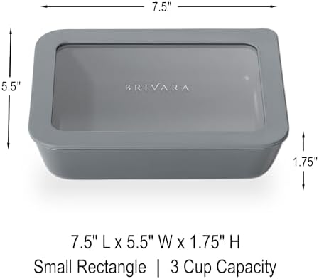 Glass Food Storage Container with Lid, 3-Cup Small Rectangle | Microwave-Safe Airtight Lid, Oven-Safe Ceramic-Coated Glass | Zero Plastic, No PFAS/PFOA/BPA, Reusable [Smoke] - Image 2