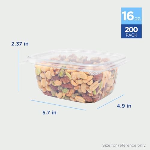 Karat PET Hinged Deli Containers with Lids - Perfect for Pasta Salads, Fruit, Deli Sides, and Home Meal Prep - Clear Plastic Food Containers, Take Out Containers (16oz) - Image 4