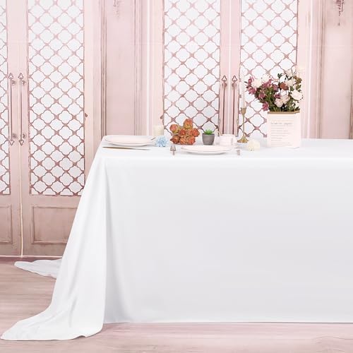 White Tablecloths for Rectangle Tables,90 x 156 Inch - Image 4