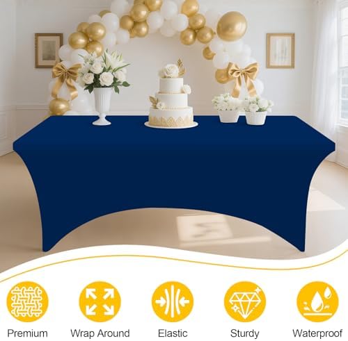 Smiry 12 Pack Spandex Table Cloth 6FT, Elastic Fitted Navy Tablecloth - Image 4